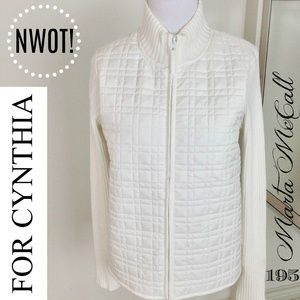 NWOT FOR CYNTHIA White Sweater Vest Jacket Sz PM